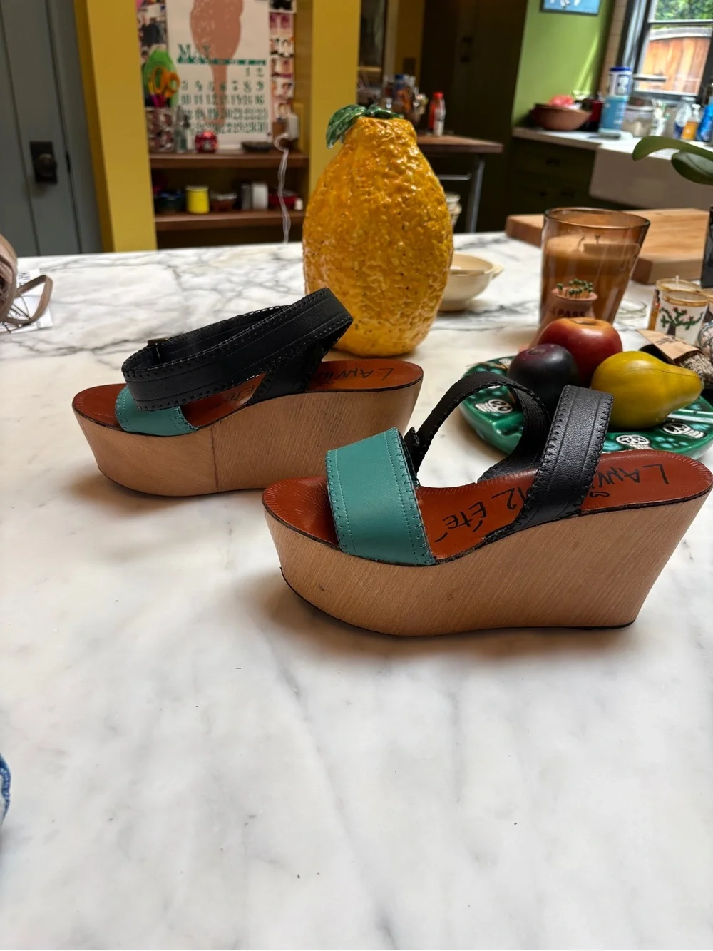 Lanvin Ete 2012 colorblock platform sandals size 39